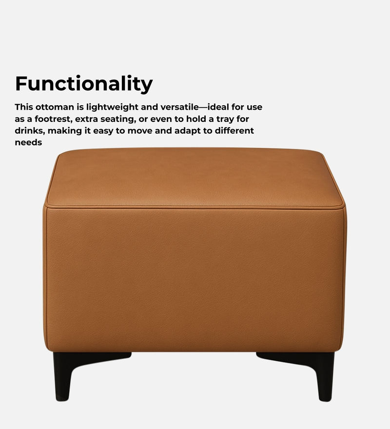 Tornado Leatherette Pouffe In Tan PU Colour