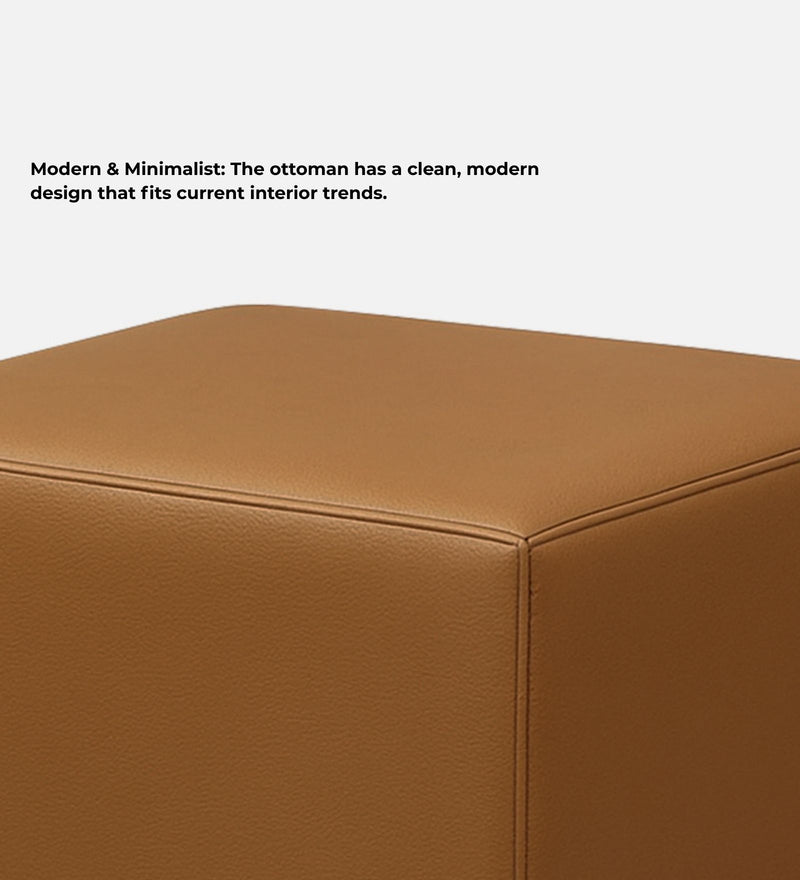 Tornado Leatherette Pouffe In Tan PU Colour