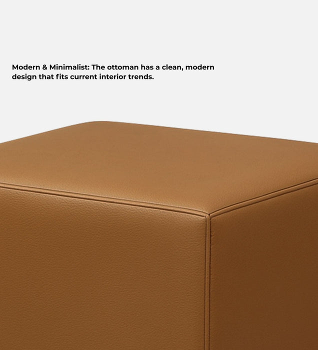 Tornado Leatherette Pouffe In Tan PU Colour