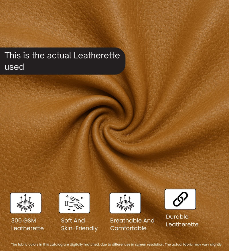 Tornado Leatherette Pouffe In Tan PU Colour