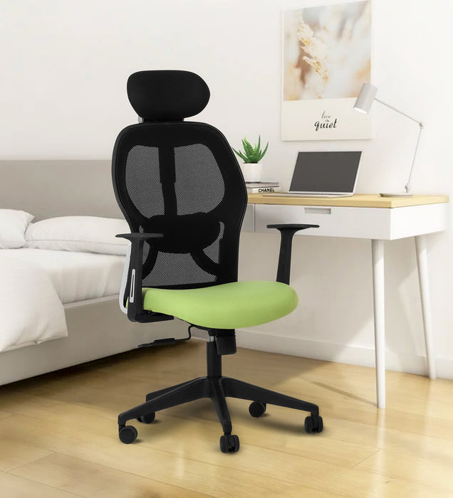 Venus Magic High Back Office Chair In Black & Green Color