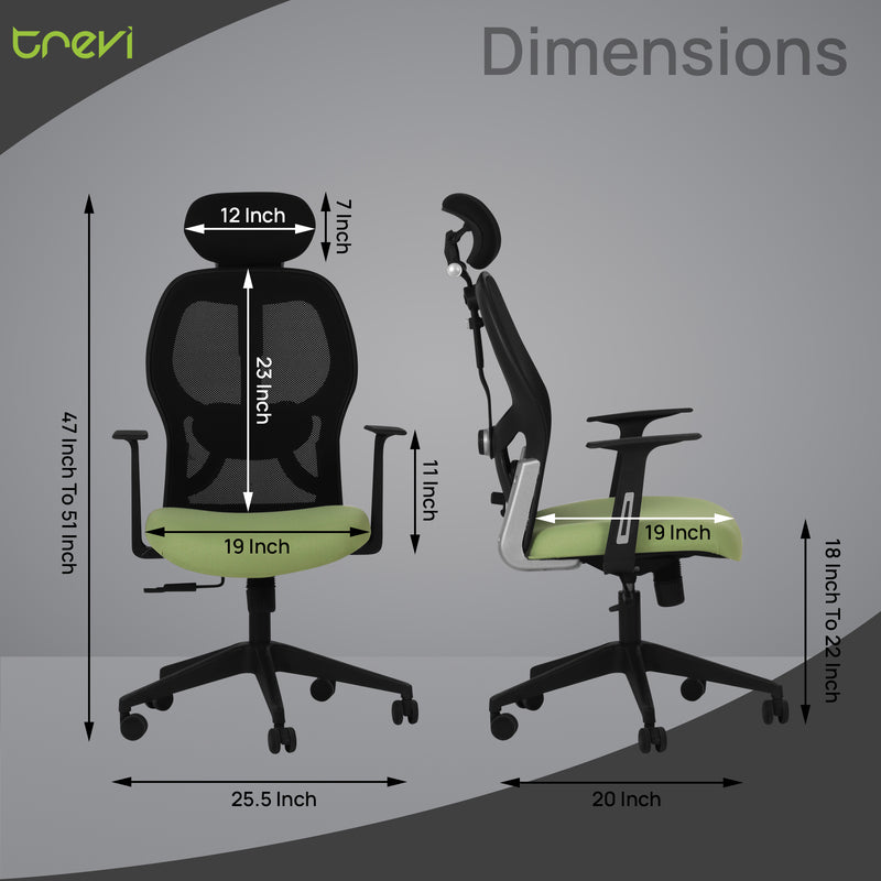 Venus Magic High Back Office Chair In Black & Green Color