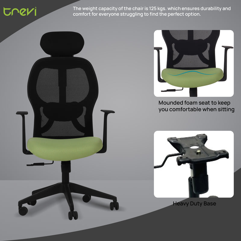 Venus Magic High Back Office Chair In Black & Green Color