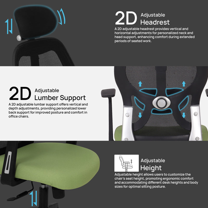 Venus Magic High Back Office Chair In Black & Green Color