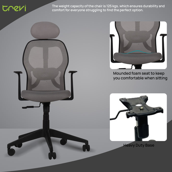 Venus Magic High Back Office Chair In Black & Grey Color