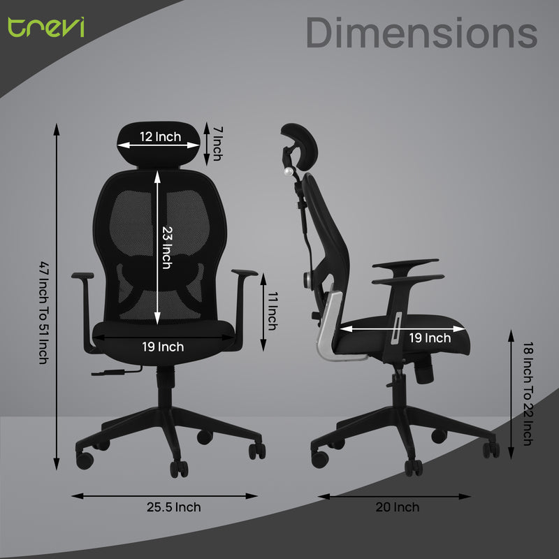 Venus Magic High Back Office Chair In Black Color