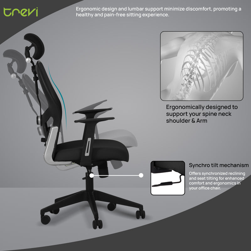 Venus Magic High Back Office Chair In Black Color