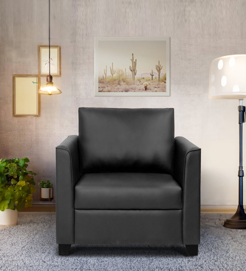 Victor Leatherette 1 Seater Sofa In Yellow Colour