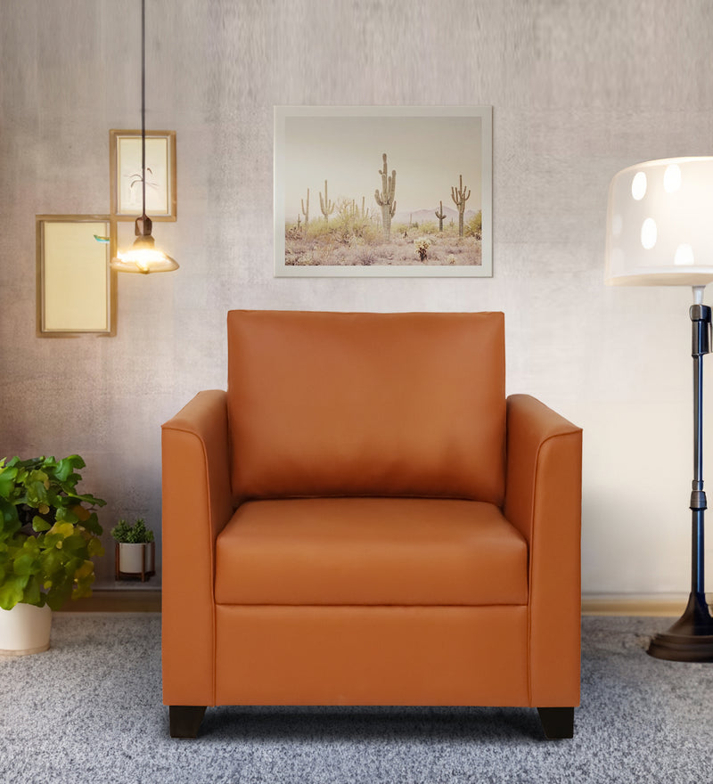 Victor Leatherette 1 Seater Sofa In Yellow Colour