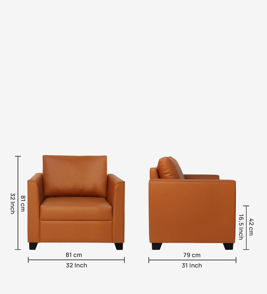 Victor Leatherette 1 Seater Sofa In Yellow Colour