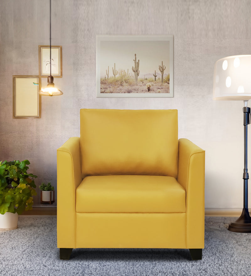 Victor Leatherette 1 Seater Sofa In Yellow Colour
