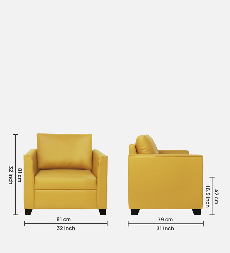 Victor Leatherette 1 Seater Sofa In Yellow Colour