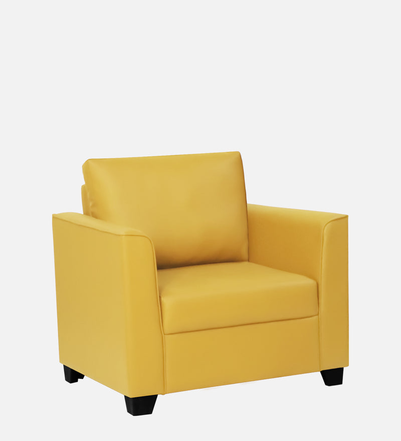 Victor Leatherette 1 Seater Sofa In Yellow Colour