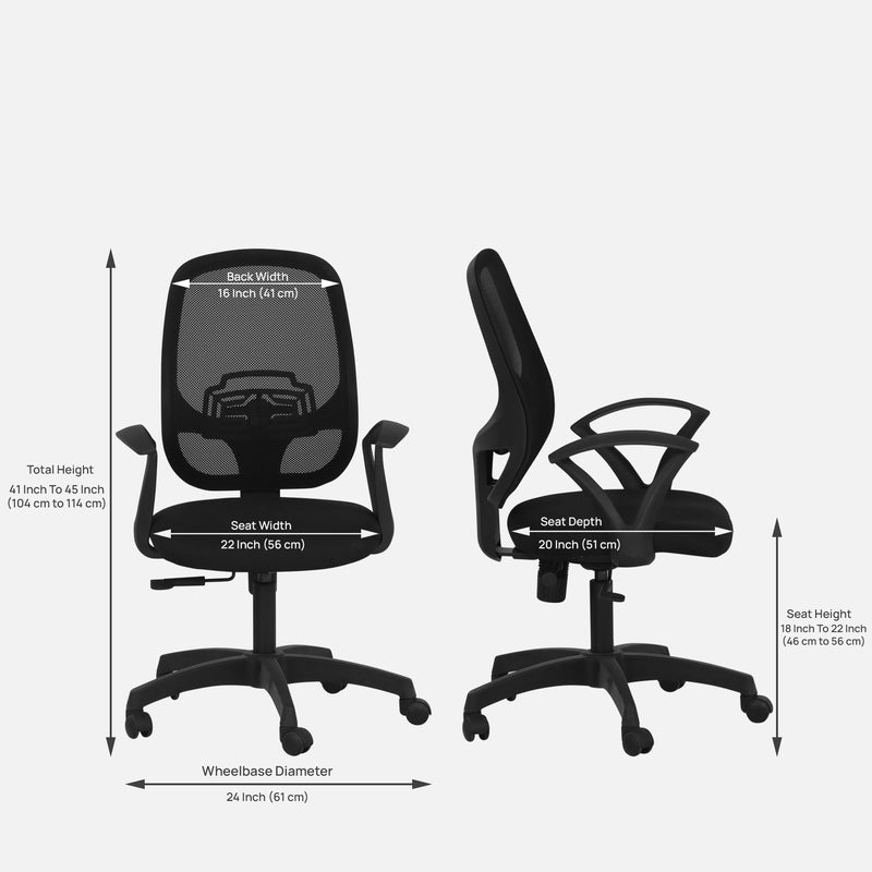 Virtue Medium Back Office Chair In Black Colour