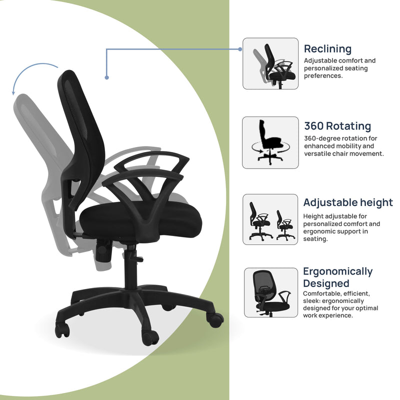 Virtue Medium Back Office Chair In Black Colour