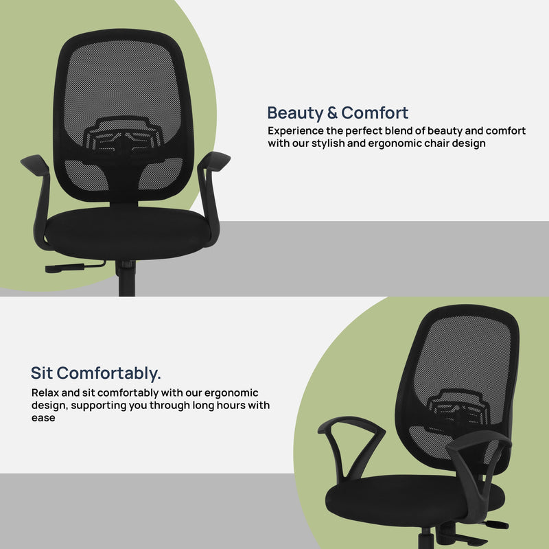 Virtue Medium Back Office Chair In Black Colour