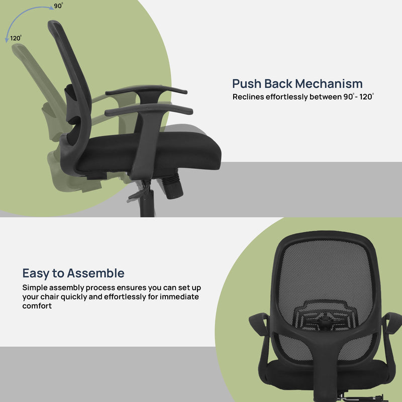 Virtue Medium Back Office Chair In Black Colour