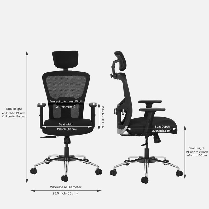 Vision High Back Office Chair In Black Color