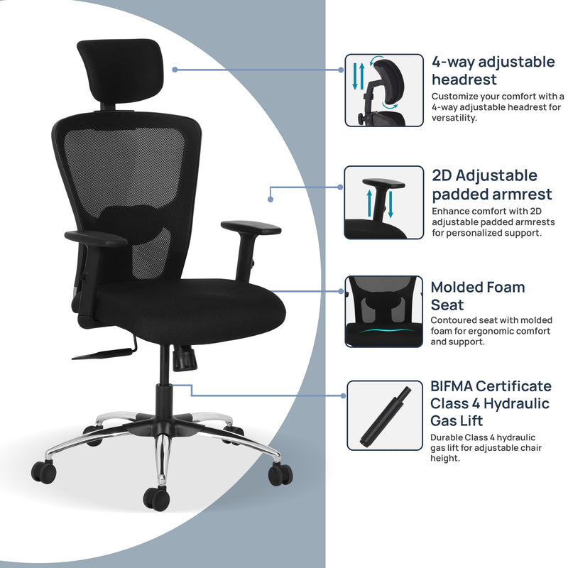 Vision High Back Office Chair In Black Color