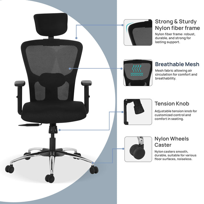 Vision High Back Office Chair In Black Color