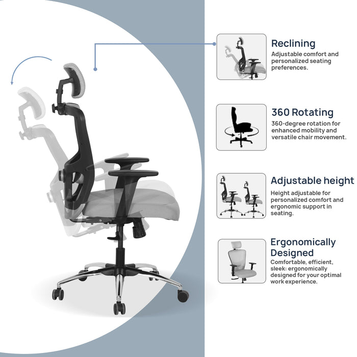 Vision High Back Office Chair In Grey & Black Color