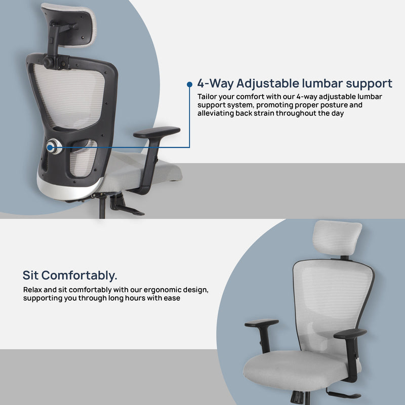 Vision High Back Office Chair In Grey & Black Color