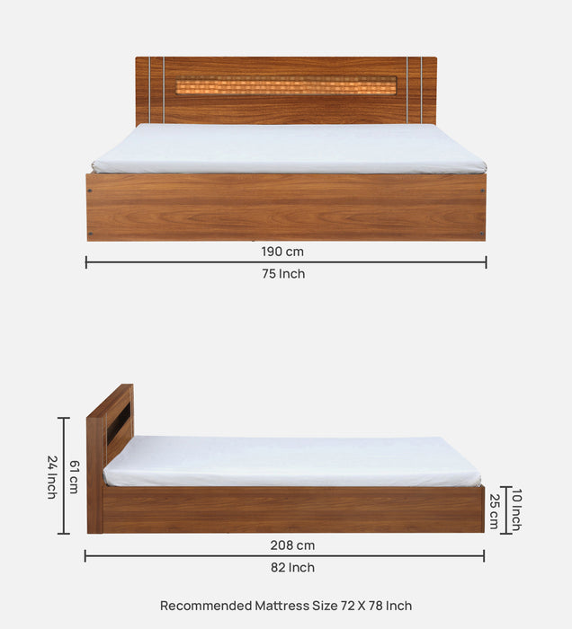 Zoya Engineered Wood Double Bed in Bali Teak Finish