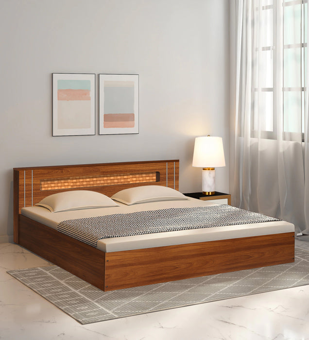 Zoya Engineered Wood Double Bed in Bali Teak Finish