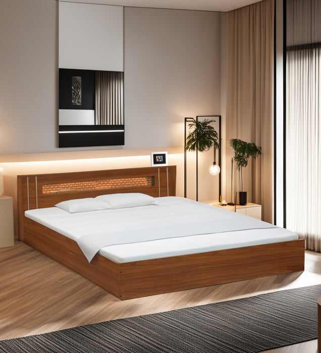 Zoya Engineered Wood Double Bed in Bali Teak Finish