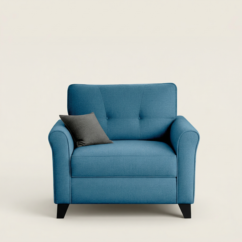 Andrew Fabric 1 Seater sofa In Blue Color