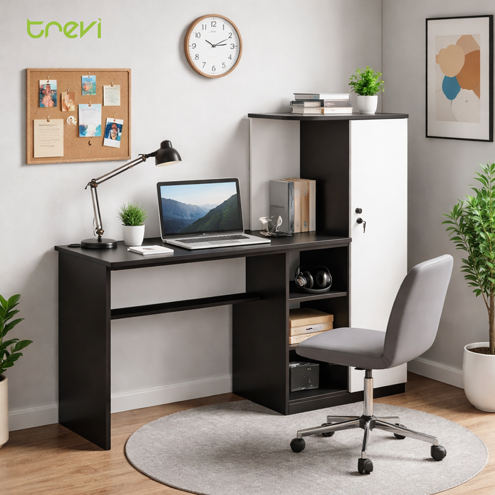 Krystal  Study table In Black Wenge & Frosty White Colour