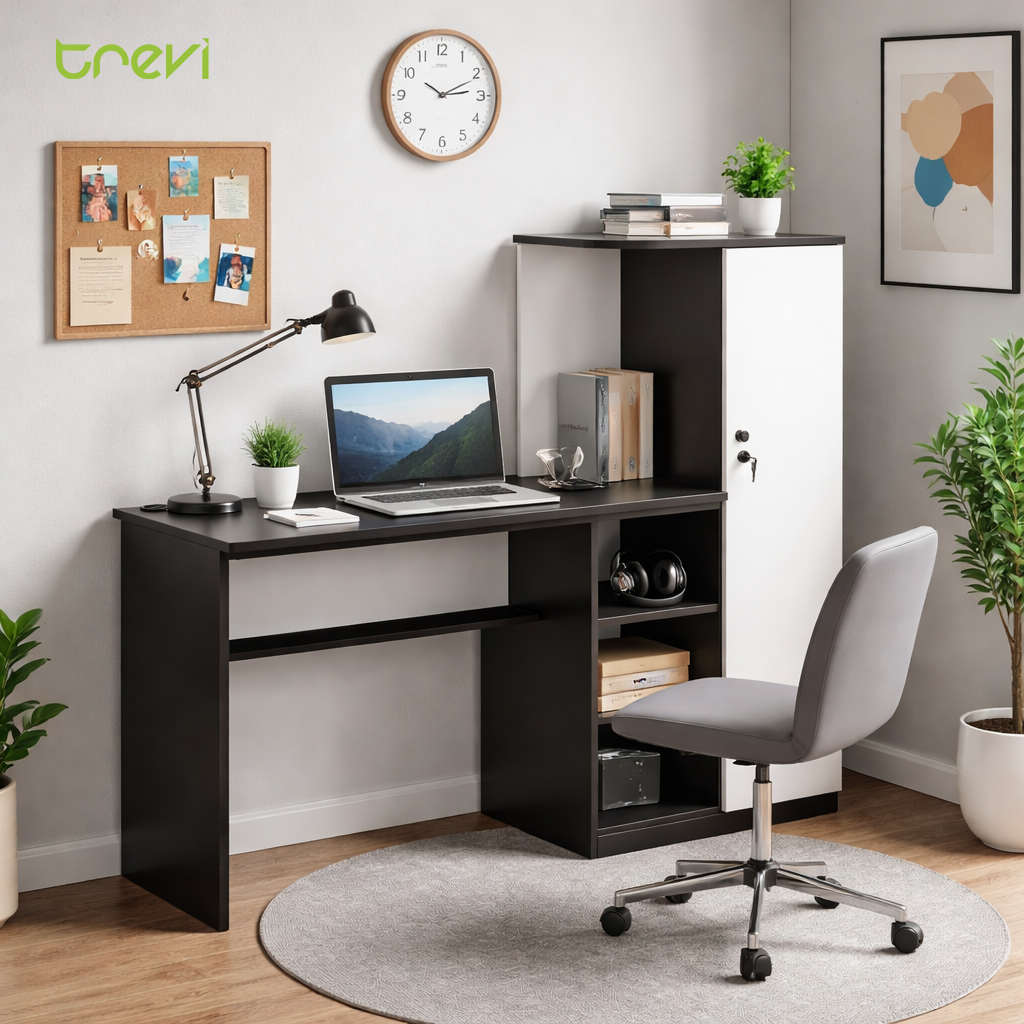 Krystal Study table In Black Wenge & Frosty White Colour — TREVI FURNITURE