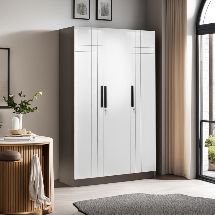 Mustang 3 Door Wardrobe & Locker In Black Wenge & Frosty White Colour