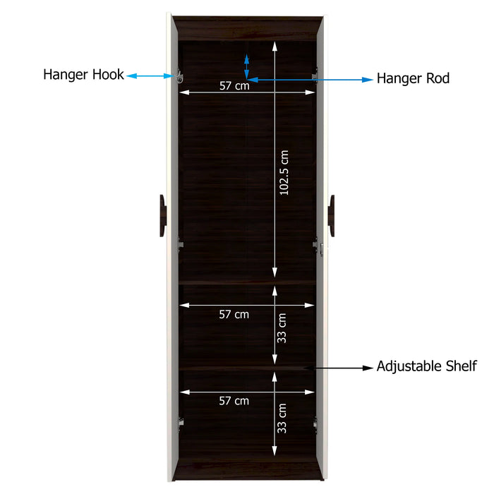 Calypso Milky Maple 2 Tone Engineered Wood 2 Door Wardrobe (Finish Color - Milky Maple 2 Tone, Knock Down)