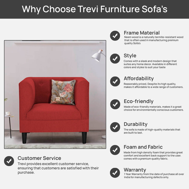 Garnet Fabric 1 Seater Sofa