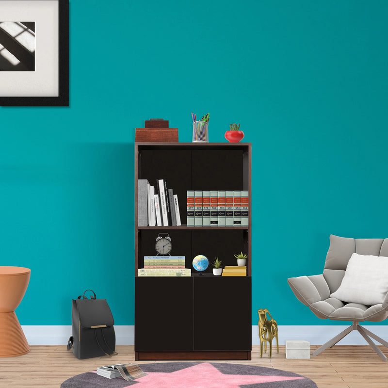 Trevi Ibis Engineered Wood Semi-Open Book Shelf (Finish Color - Wenge, Knock Down)