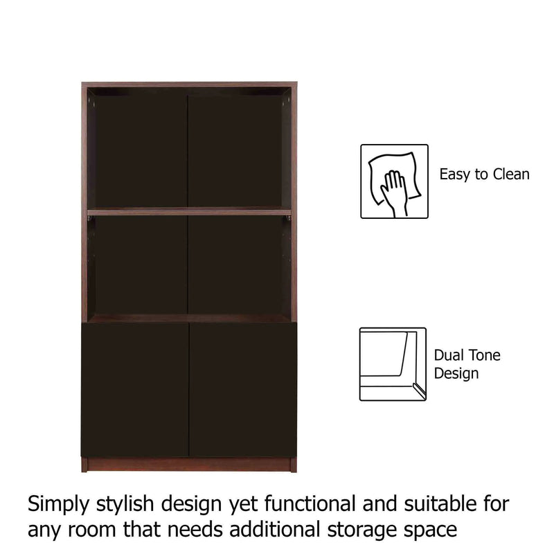Trevi Ibis Engineered Wood Semi-Open Book Shelf (Finish Color - Wenge, Knock Down)