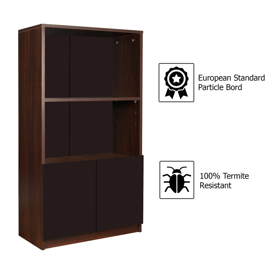 Trevi Ibis Engineered Wood Semi-Open Book Shelf (Finish Color - Wenge, Knock Down)