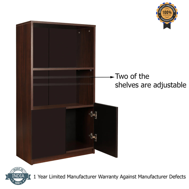 Trevi Ibis Engineered Wood Semi-Open Book Shelf (Finish Color - Wenge, Knock Down)