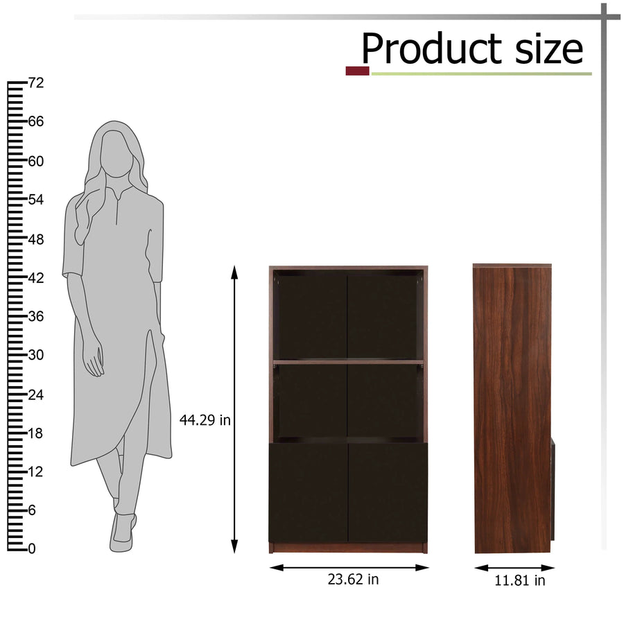 Trevi Ibis Engineered Wood Semi-Open Book Shelf (Finish Color - Wenge, Knock Down)