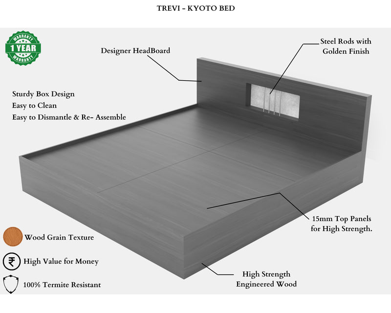 Kyoto Engineered Wood Double Bed