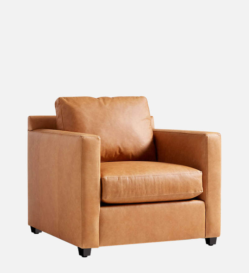 Olive Leatherette 1 Seater Sofa