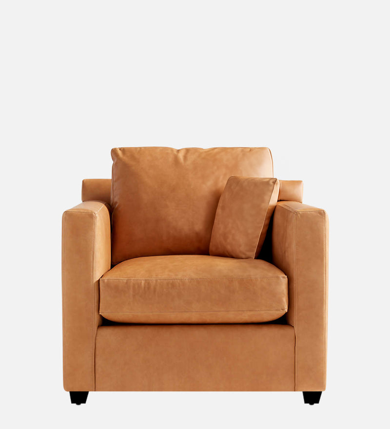 Olive Leatherette 1 Seater Sofa