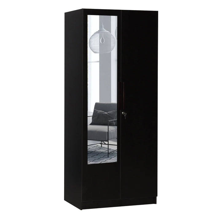 Ozone With Mirror Engineered Wood 2 Door Wardrobe (Finish Color - Wenge, Mirror Included, Knock Down)