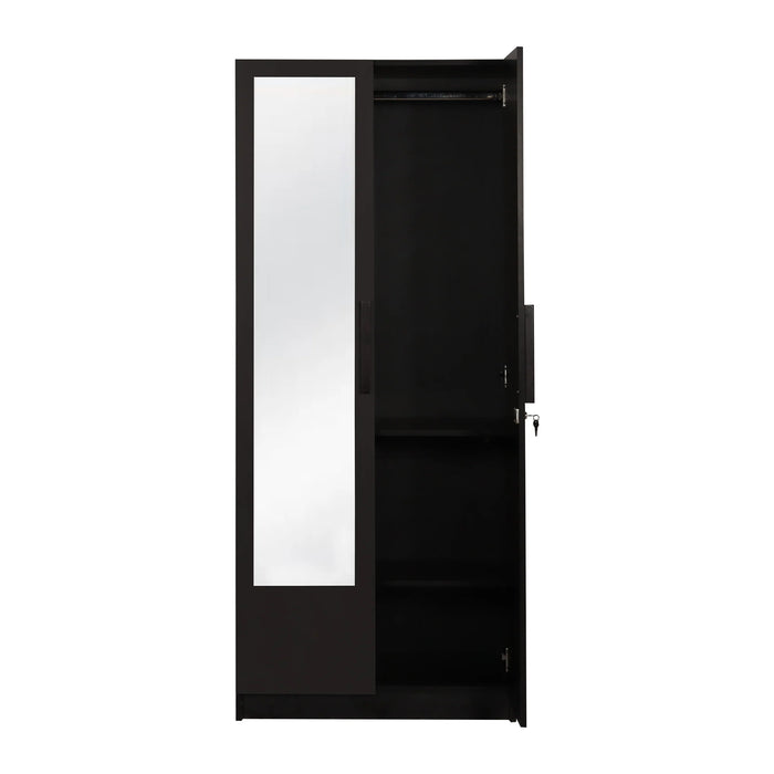 Ozone With Mirror Engineered Wood 2 Door Wardrobe (Finish Color - Wenge, Mirror Included, Knock Down)