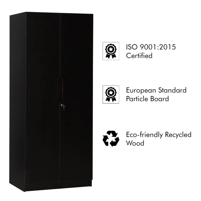 Ozone Engineered Wood 2 Door Wardrobe (Finish Color - Wenge, Knock Down)