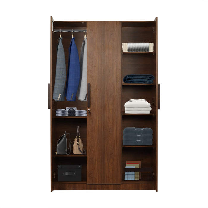 Ozone Engineered Wood 3 Door Wardrobe (Finish Color - Bali Teak, Knock Down)