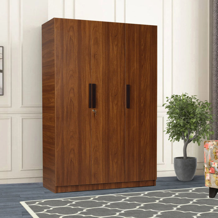 Ozone Engineered Wood 3 Door Wardrobe (Finish Color - Bali Teak, Knock Down)