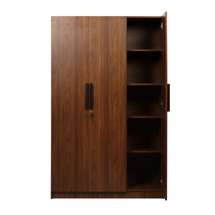 Ozone Engineered Wood 3 Door Wardrobe (Finish Color - Bali Teak, Knock Down)