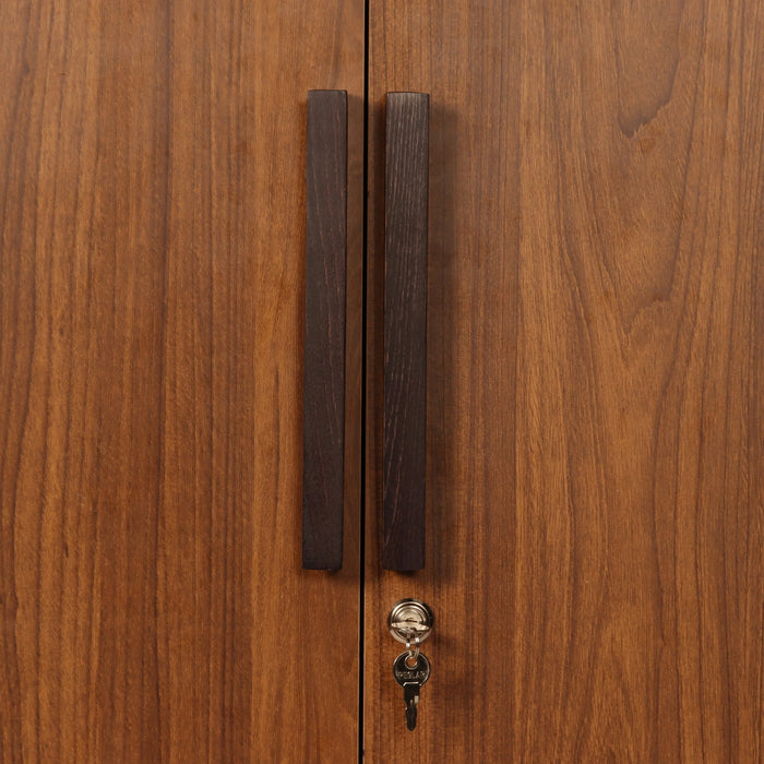 Ozone Engineered Wood 3 Door Wardrobe (Finish Color - Bali Teak, Mirror Included, Knock Down)